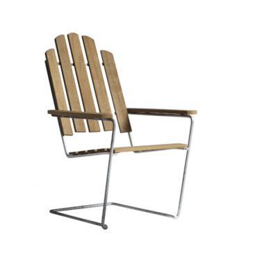 Grythyttan Stålmöbler A3 Sunlounger tuoli, öljytty tammi/galvanoitu teräs